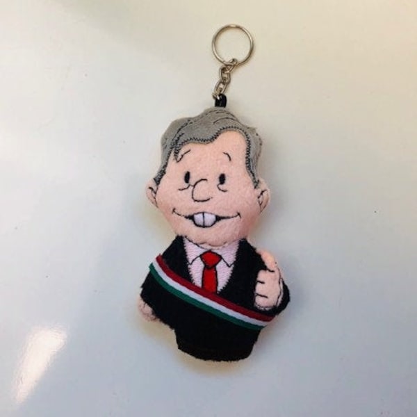 Pejeluche Keychain AMLO Andres Manuel Lopez Obrador 4.5" El Peje Stuffed Doll Mexican President