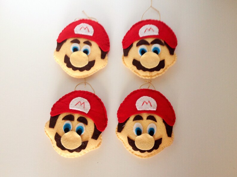 Set of 6 Mario Bros Felt Ornament Mario Bros Christmas Etsy