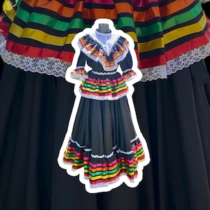 Girls Mexican Traditional Jalisco Dancing Dress - Different Sizes - Full Circle or Half Circle Skirt / Falda de Doble Vuelo o Medio Vuelo