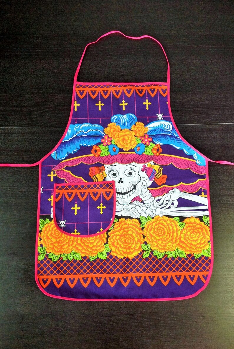 Day of the Dead Apron La Catrina Apron 5 Different Styles Mexican Apron Cooking Apron with a Pocket Chef Apron Unisex Dia de Muertos