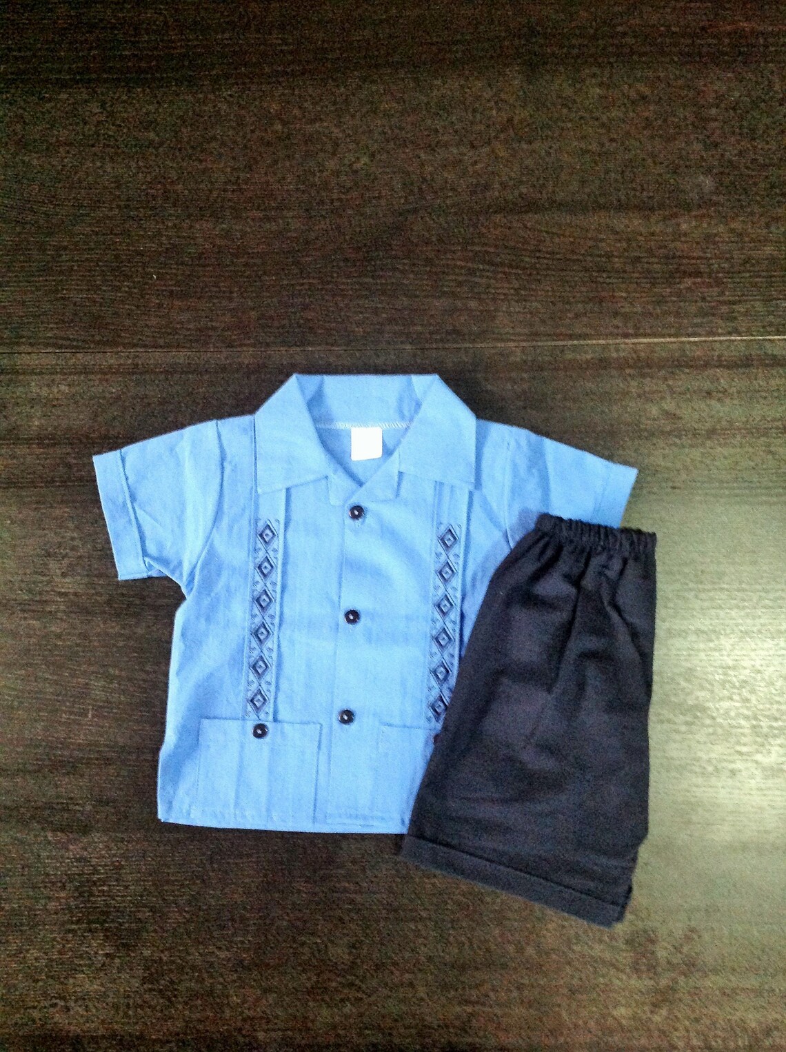 Mexican Baby Toddler Boy Guayabera Outfit Blue and Navy Blue Etsy España