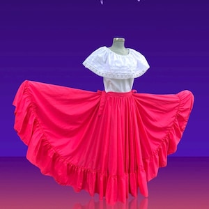 Traditional Dancing Skirt - Handmade - Made to Order - Different Sizes - Full Circle Skirt - Doble Vuelo  - ONLY THE SKIRT - Falda de Ensayo