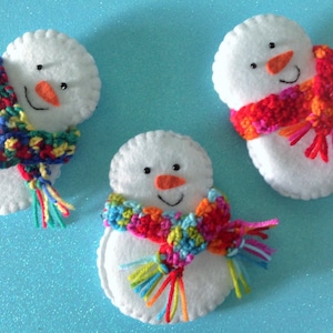 Set of 6 Christmas Snowman Felt Decorations Christmas Ornaments Made to Order Felt Ornaments Super Cute