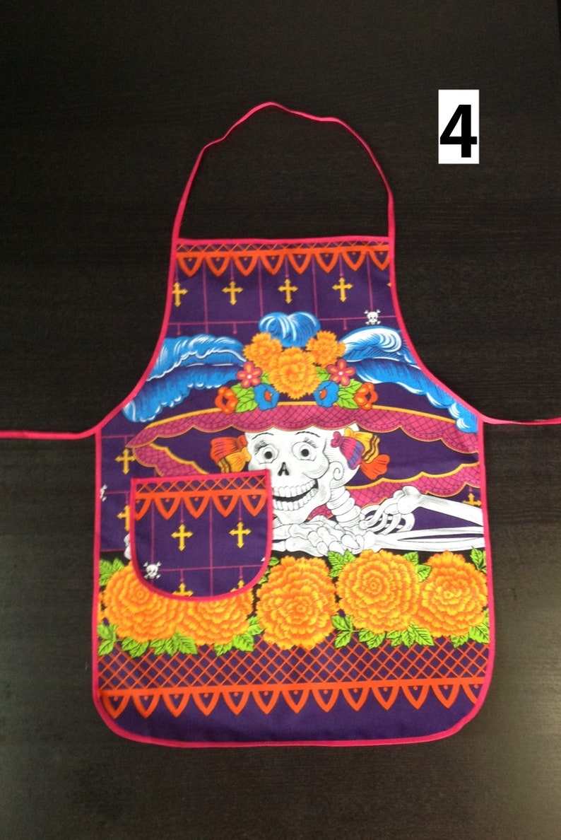 Day of the Dead Apron La Catrina Apron 5 Different Styles Mexican Apron Cooking Apron with a Pocket Chef Apron Unisex Dia de Muertos