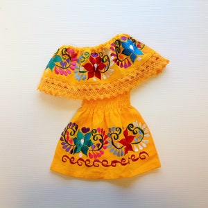 Vestido Bebe Mexicano Amarillo Bordado Hecho A Mano Diferentes Tallas image 3