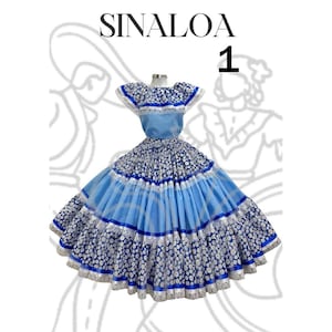 Adult Mexican Sinaloa Dancing Dress - Made to Order - Different Sizes - Full Circle Skirt - Doble Vuelo and or Half Circle - Vuelo Sencillo