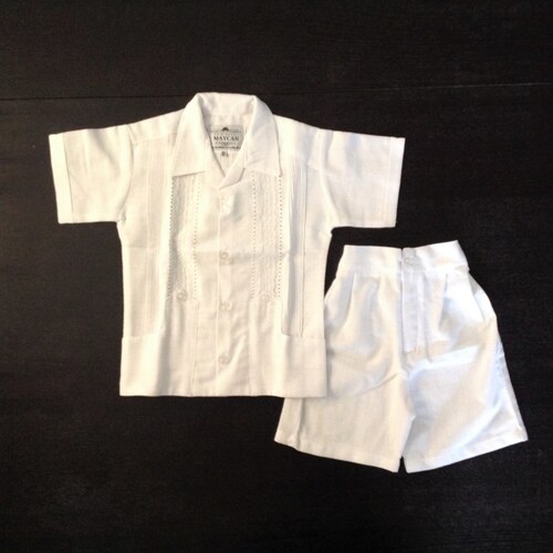 Mexican Baby Toddler Boy Guayabera Outfit Beige and Light Blue Etsy