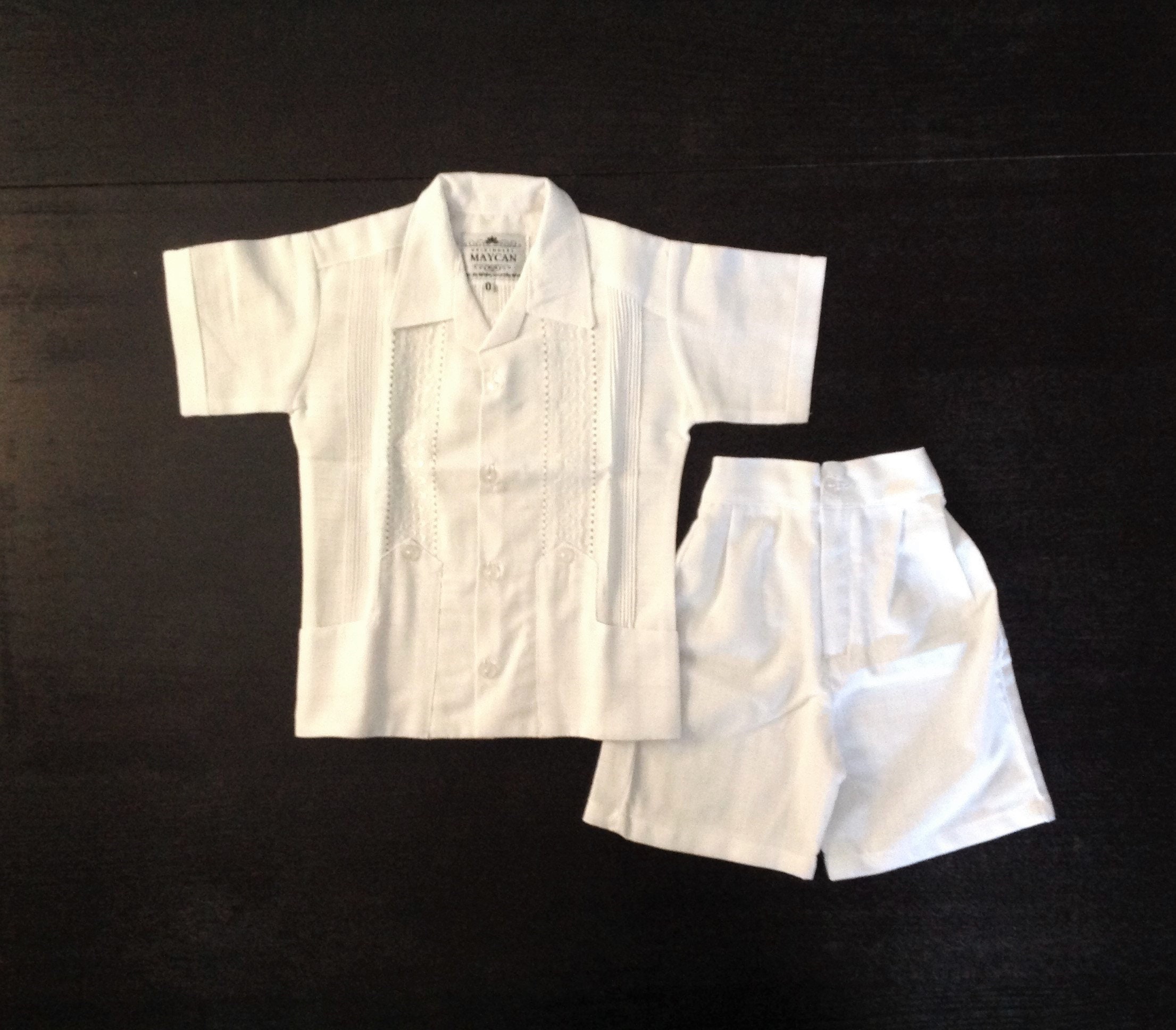 Linen White Guayabera Outfit Mexican Baby Toddler Boy Embroidered Out…