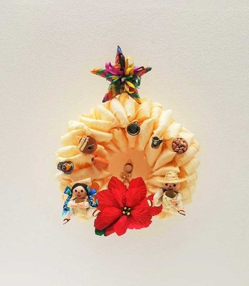 Christmas Wreath Holiday Decor Mexican Christmas Wreath Corn Husk Wreath Christmas Wreath Mexican Ornaments Mexican Christmas