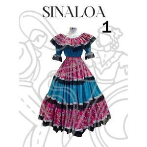 Adult Mexican Sinaloa Dancing Dress - Made to Order - Different Sizes - Full Circle Skirt - Doble Vuelo and or Half Circle - Vuelo Sencillo