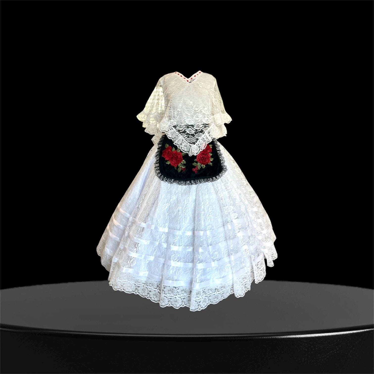 knee length dresses for ladies Adelayda Embroidered Mexican Dress- Vestido Mexicano Bordado Floral