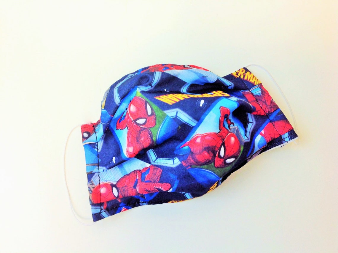 Mouth Mask Cotton Spiderman TODDLER SIZE 1 layer Fabric and 1 | Etsy