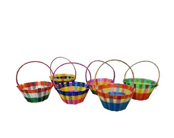 Set of 6 Colorful Handwoven Mini Basket Tall 1.75" Favor Basket Wedding Basket Baby Shower Favors Mexican Favors Candy Basket