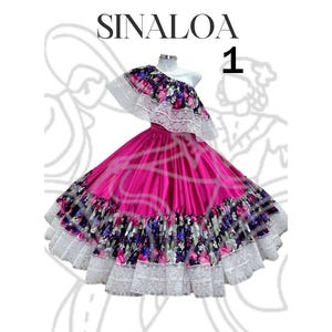 Adult Mexican Sinaloa Dancing Dress - Made to Order - Different Sizes - Full Circle Skirt - Doble Vuelo and or Half Circle - Vuelo Sencillo