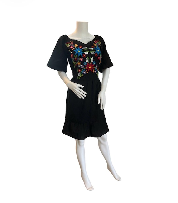 mexican short dress Embroidered Mexican Adult Short Dress - Handmade - Sizes Small-XXXL