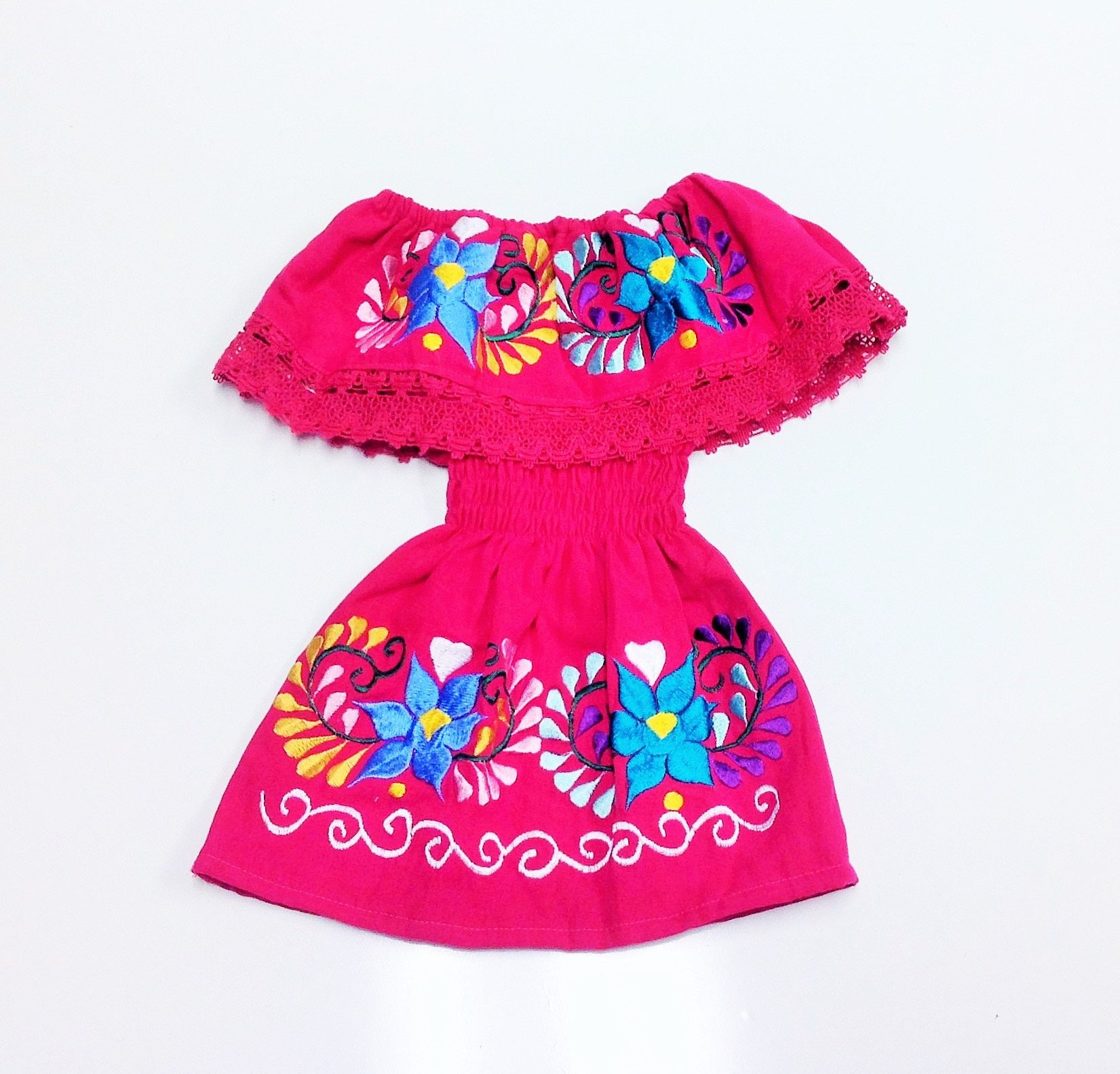 open lace back dress Turquoise S-m Mexican Fiesta Dress, Coco theme Dress, includes belt   Artesanias Camila