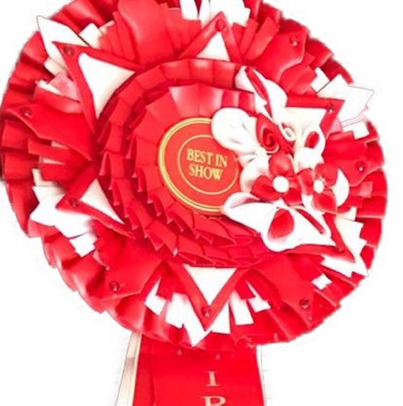 Rosette. Kanzashi, 5 tier. dog show, fun show, pet show. cat show, or special occasion