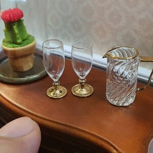 Dollhouse Miniature 18k Gold Painted Wine Glasses for Dollhouse ...