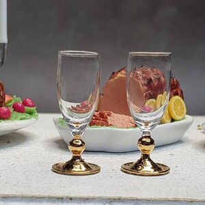 Dollhouse Miniature 18k Gold Painted Wine Glasses for Dollhouse ...