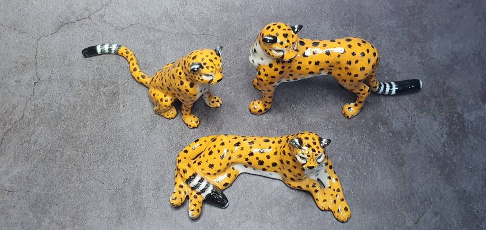 3 Cheetahs ceramic for decorate dollhouse miniature or Etsy