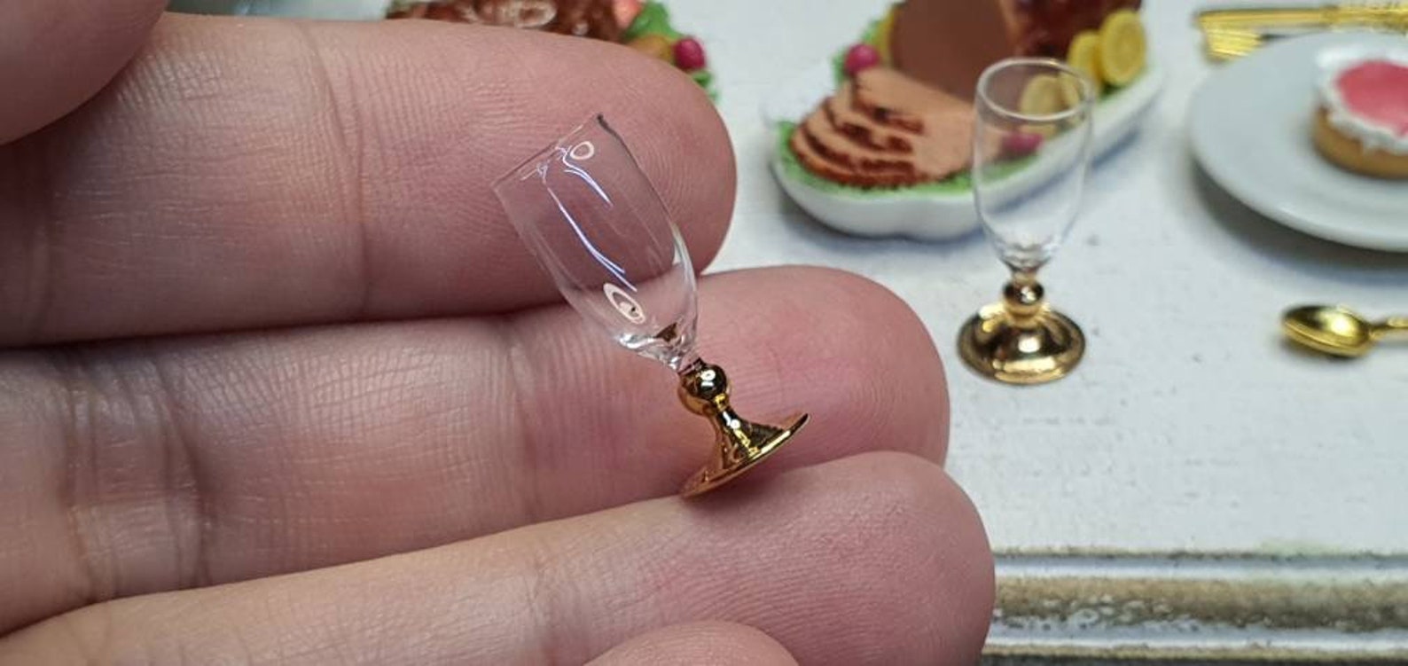 Dollhouse Miniature 18k Gold Painted Wine Glasses for - Etsy