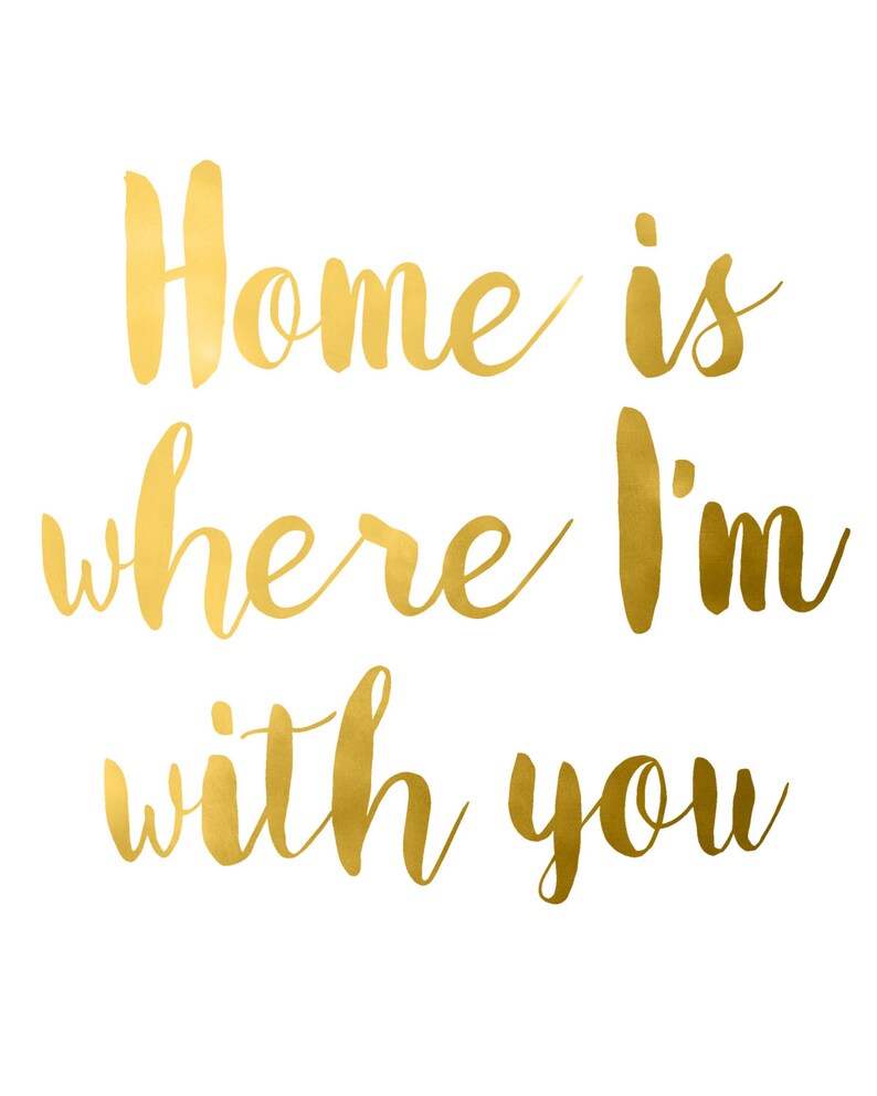 Gold sparkle wall art inspirational quote printable Home is Etsy