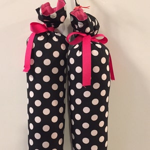 Boot Shapers the &quot;Jackie&quot; - Black with White Dots & Hot Pink Lining