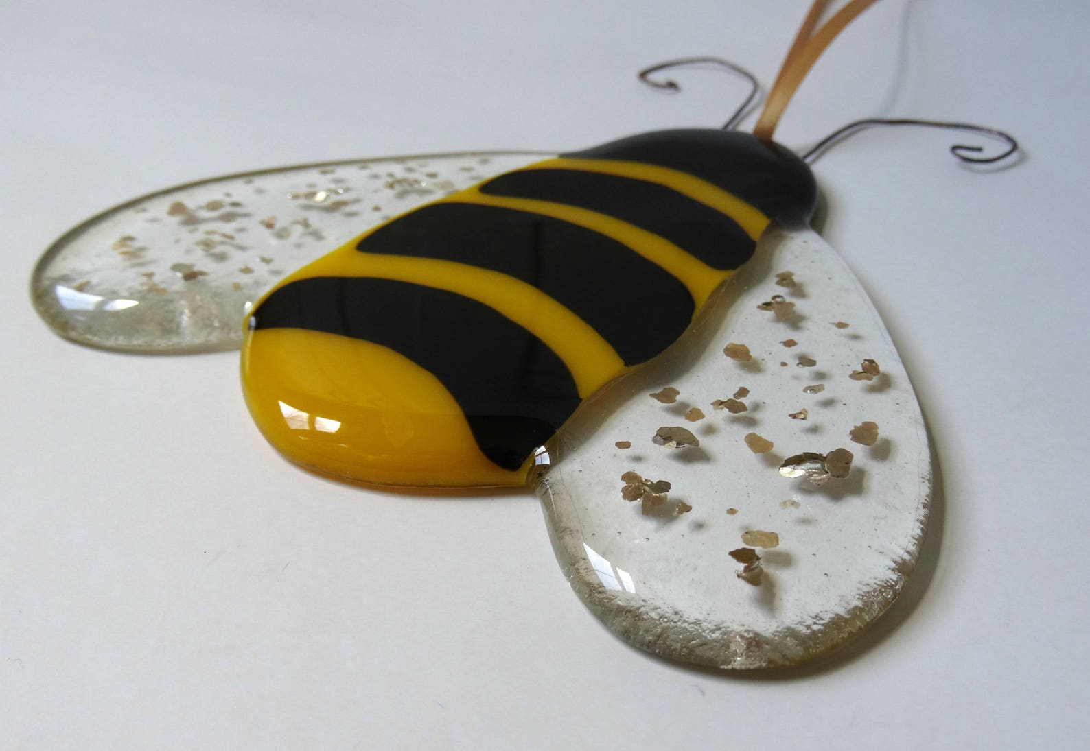 Fused Glass Bumble Bee, Glass Bee, Handmade Stained Glass Art, Bee Gift, Gift for Her, Home