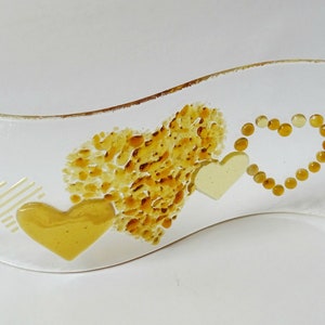 Fused glass hearts wave, golden wedding, wedding anniversary, ruby wedding, silver wedding, window decoration, light catcher, glass art