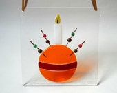 Fused glass christingle panel, stained glass art, window decoration, Christmas gift for her, home decor, stocking filler, secret santa