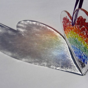 Rainbow fused glass heart, heart light catcher, window decoration, wedding gift, love valentine gift for her, pride LGBTQ image 4