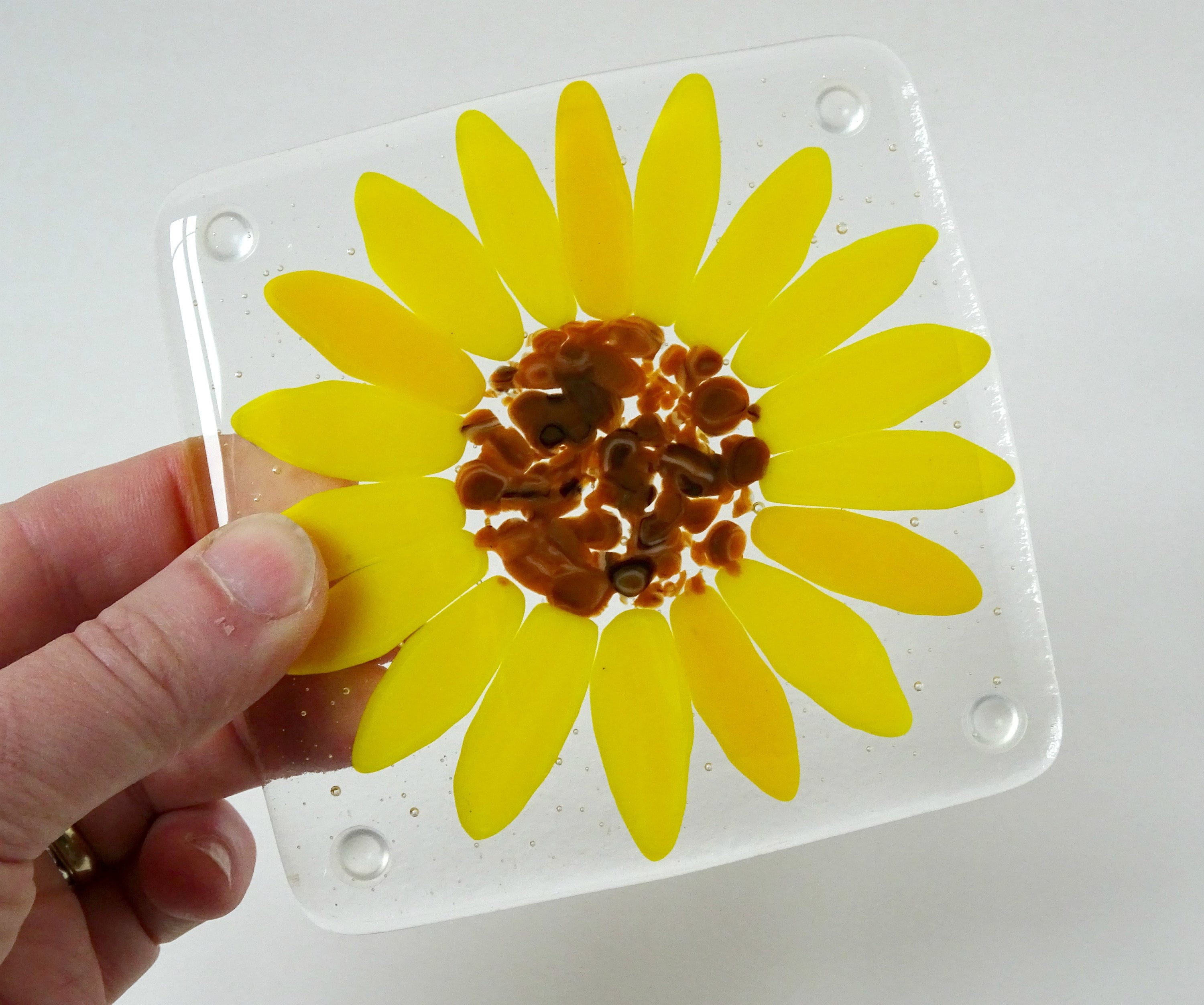 Sunflower coaster fused glass coaster fused glass flower Etsy