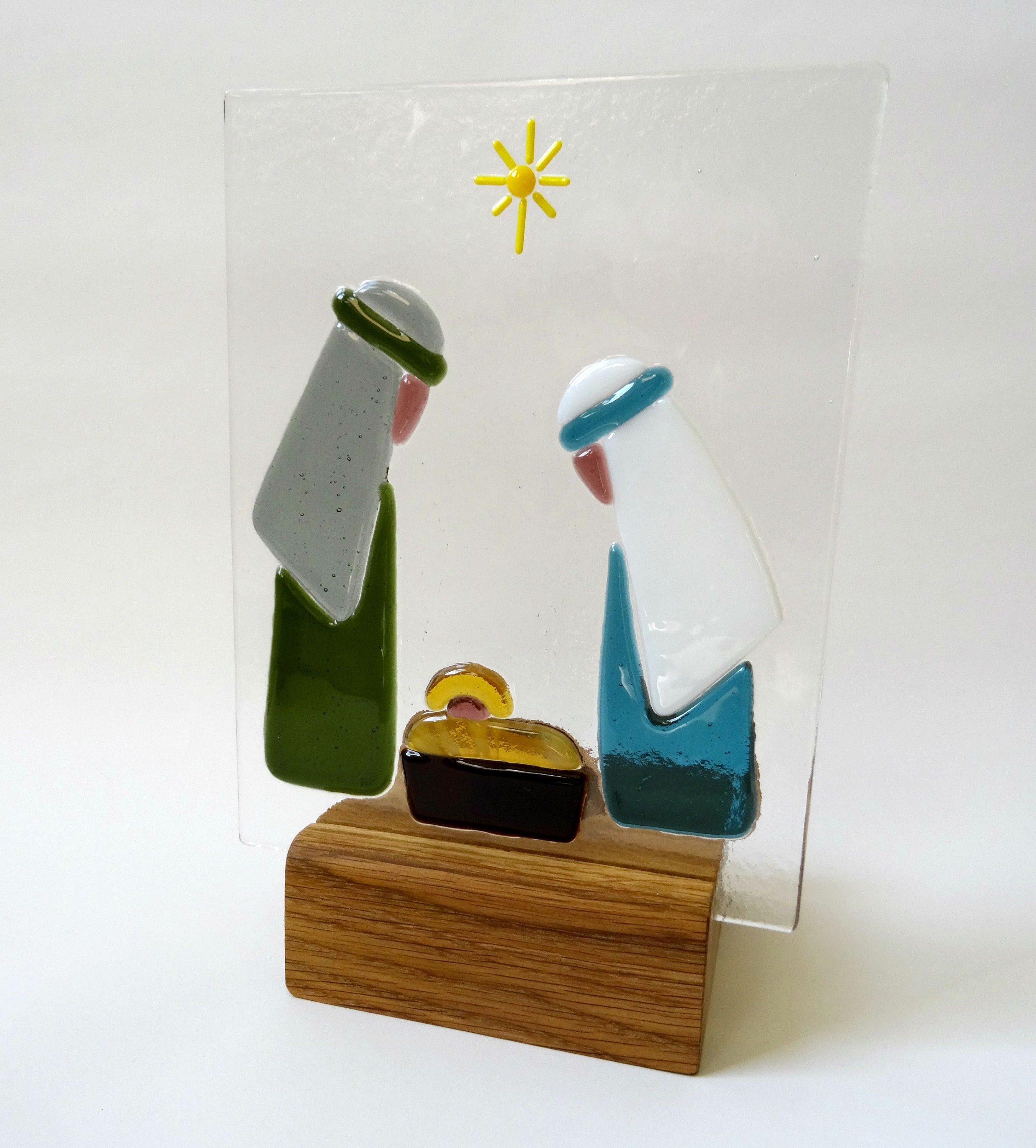Fused Glass Nativity Scene Panels Christmas Decoration Etsy UK