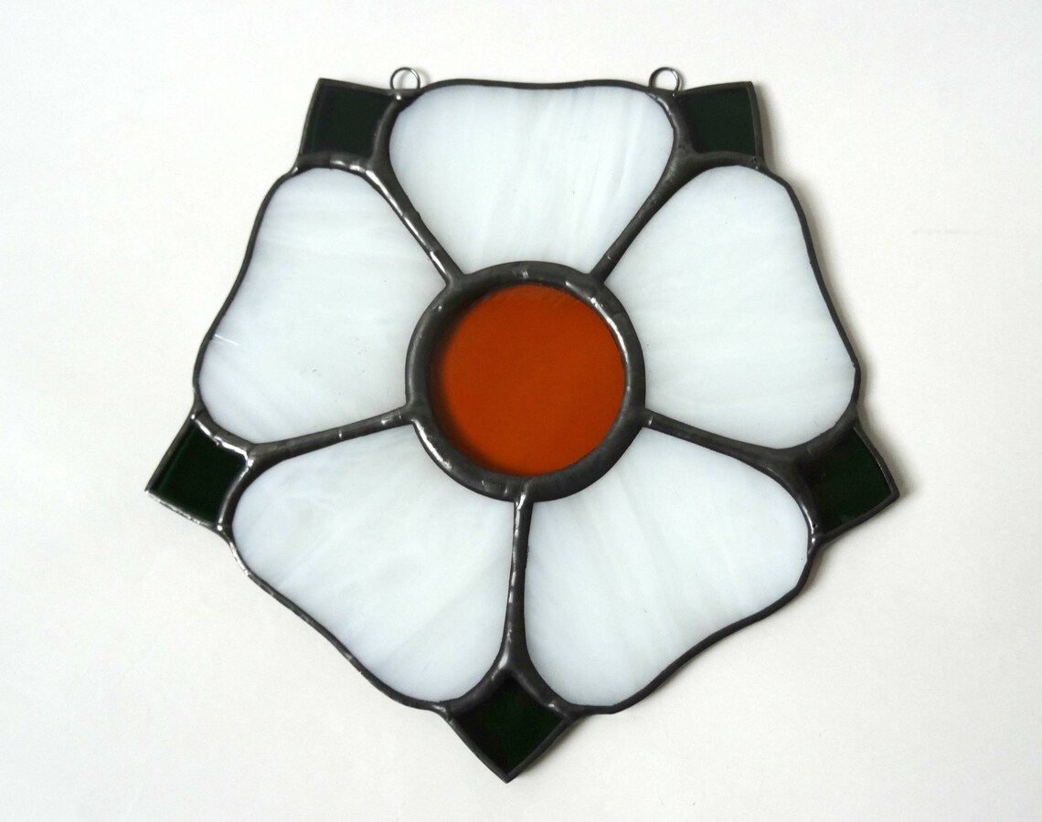 Stained glass Yorkshire Rose Lancashire Rose window Etsy