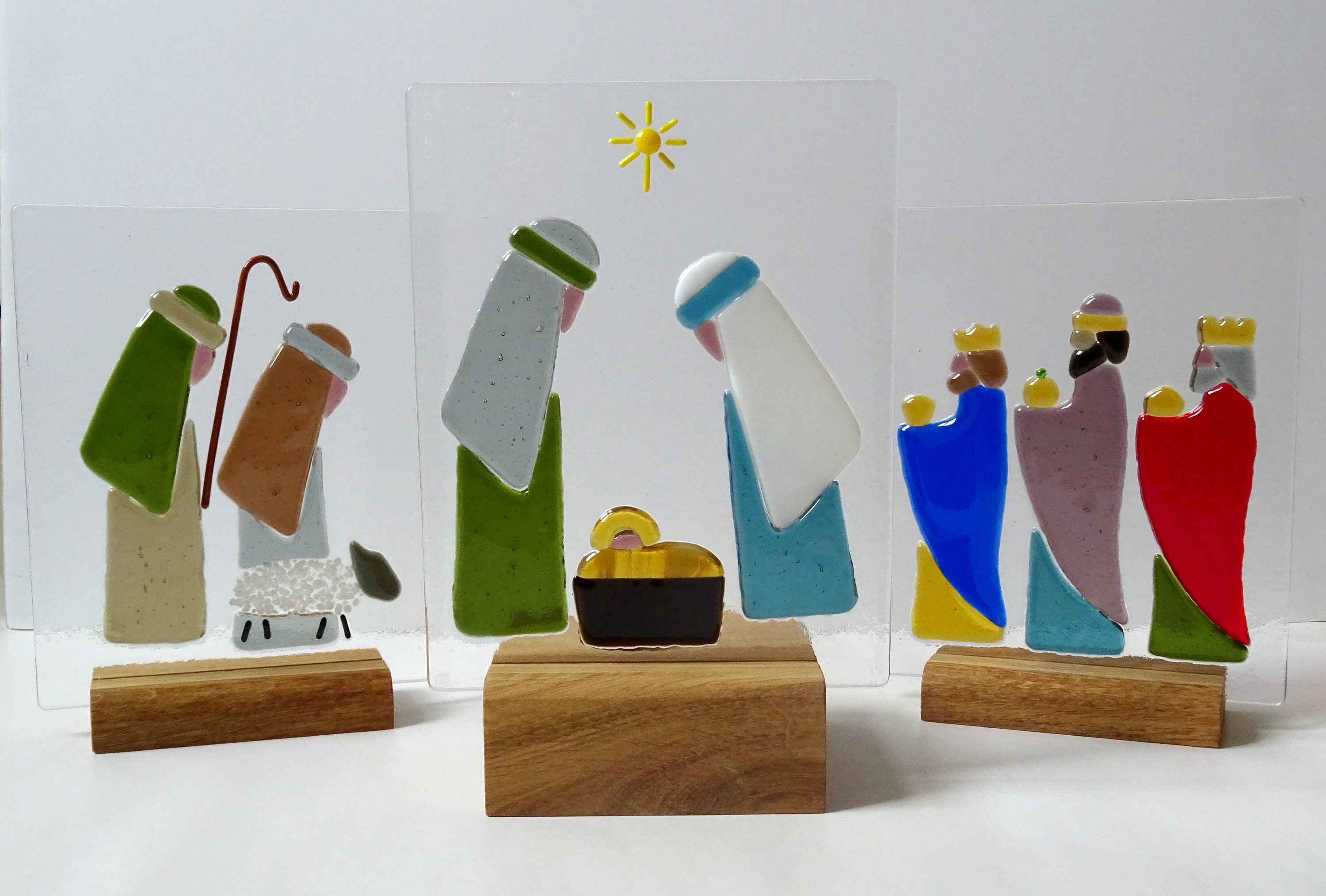 Fused Glass Nativity Scene Panels Christmas Decoration Etsy UK