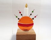 Fused glass christingle panel, stained glass art, window decoration, Christmas gift for her, home decor, stocking filler, secret santa
