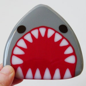 Shark coaster, fused glass coaster, drinks mat, home office decor