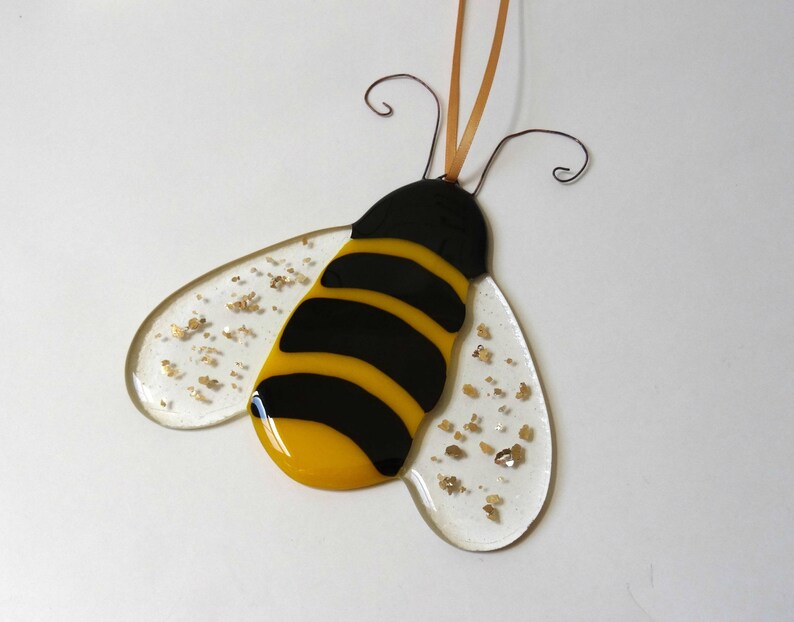 Fused glass bumble bee glass bee handmade stained glass art Etsy