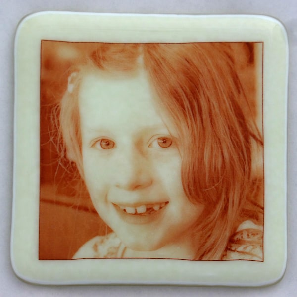Personalized Photo Fused Glass Coaster, Custom Sepia Keepsake