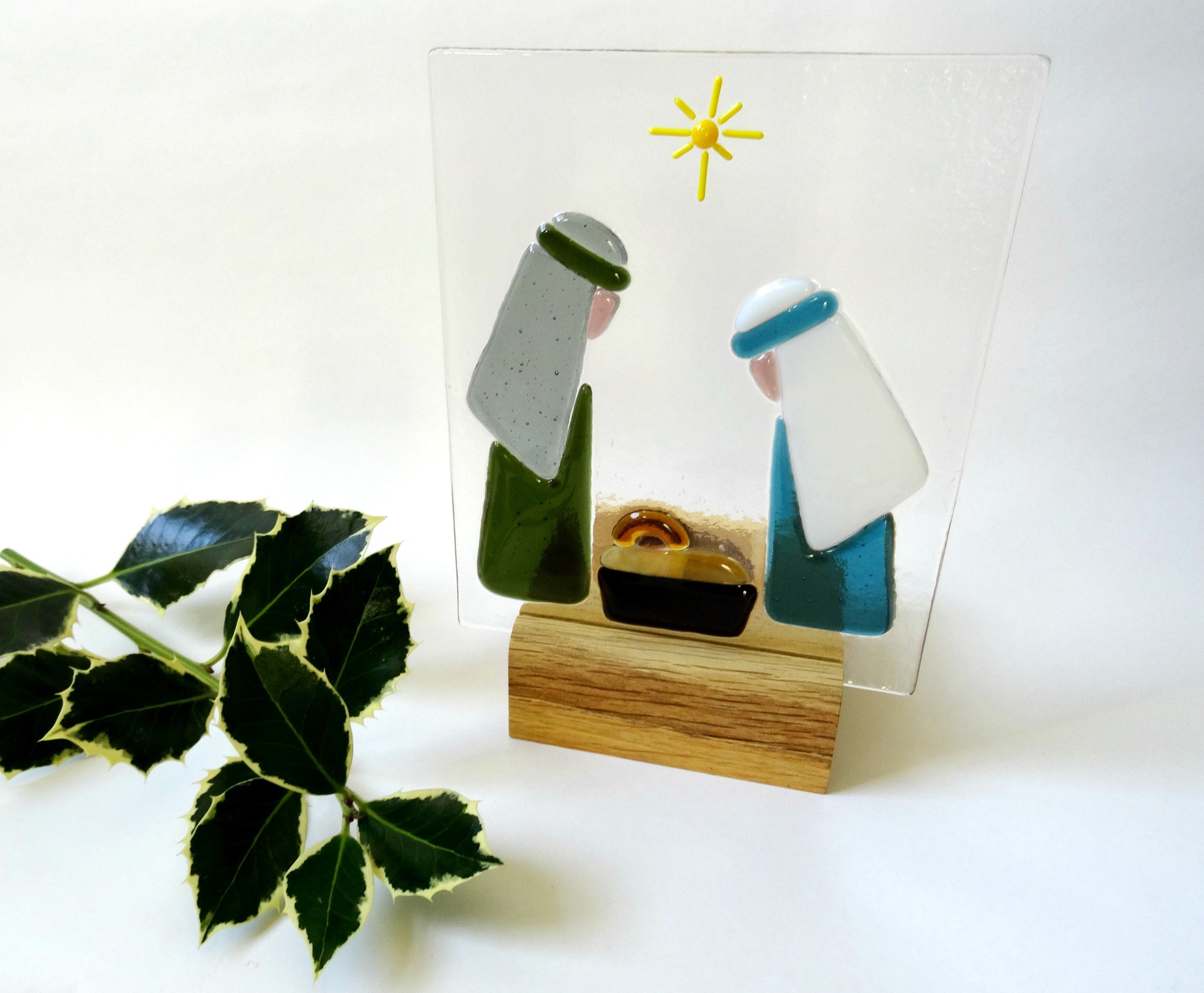 Fused Glass Nativity Scene Panels Christmas Decoration Etsy UK