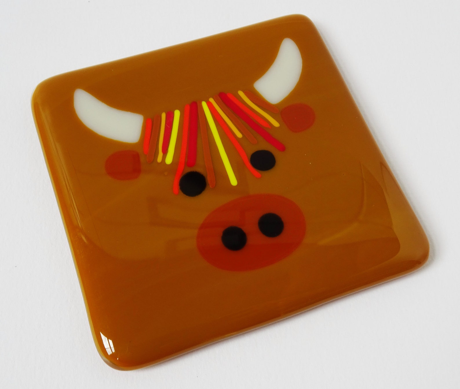 Highland Cow Coaster Fused Glass Coaster Drinks Mat Fused Etsy UK