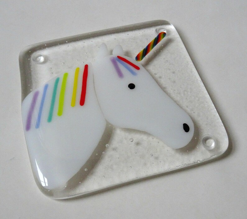 Unicorn Coaster Fused Glass Coaster Fused Glass Unicorn Etsy UK