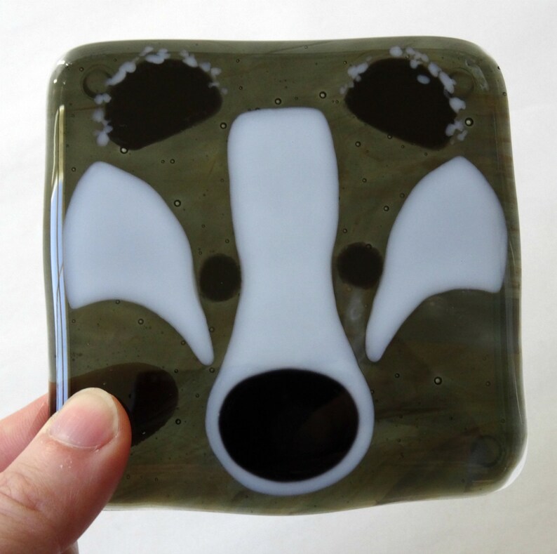 Badger Coaster Fused Glass Coaster Drinks Mat Fused Glass Etsy