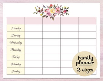 family planner calendar printable blank weekly calendar etsy printable weekly planner calendar