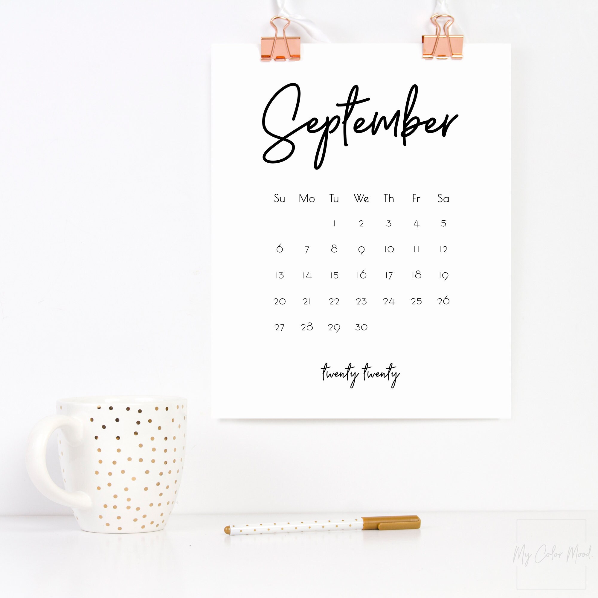 Office calendar 2020 Calendar download Printable monthly Etsy
