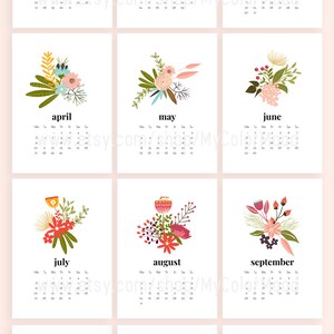 Floral desk calendar printable Downloadable flowers calendar | Etsy