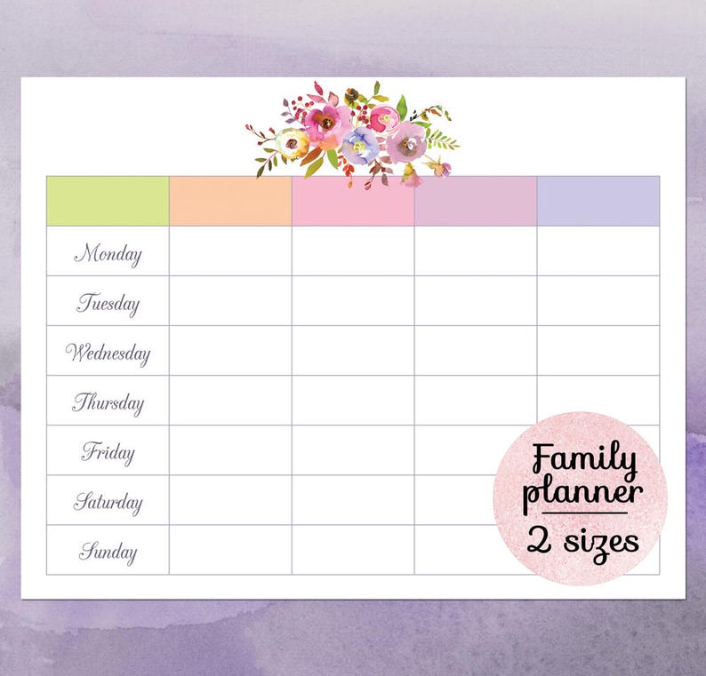 Loved ones calendar planner 2018, Printable household wall calendar, Blank weekly calendar printable, Lovable floral weekly spouse and children plan template graphic regarding Family Planner Calendar named Relatives calendar planner 2018, Printable relatives wall calendar, Blank weekly calendar printable, Lovable floral weekly household program template