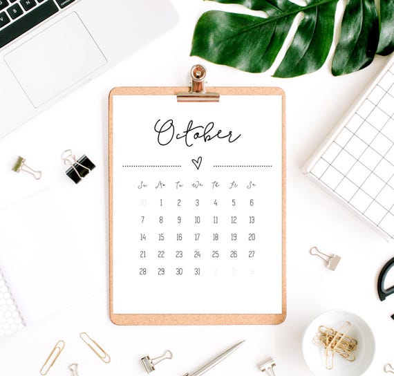 downloadable calendar 2018 printable monthly calendar 2018 etsy