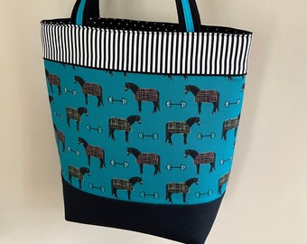 Blankets and Bits Equestrian Canvas Tote Bag