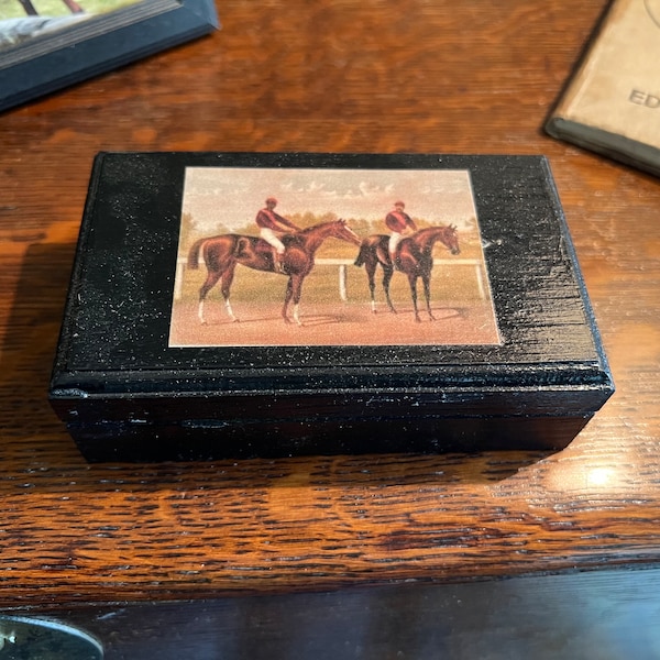 Small Decorative Racehorse Decoupage Box